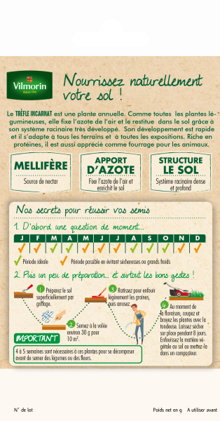 Engrais verts - Engrais vert trèfle incarnat - BIO - Petit modèle - MEDIA_PACKAGING_VERSO